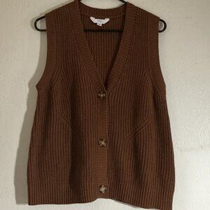 Time & Tru Women's Sweater Vest Large Brown